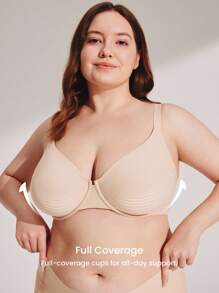 LUVLETTE Plus Dream Curve Air Smooth Full Coverage Basic Minimizer Áo ngực SizeFreedom - Màu be - Xem 4
