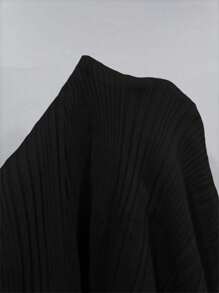 Franclia Váy dệt kim Maxi tay ngắn màu trơn thanh lịch dành cho nữ, Quần áo len dệt kim mùa hè cho trường đại học - màu đen - Xem 6