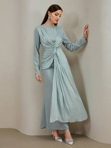 Veilorie 女士优雅纯色扭纹连衣裙