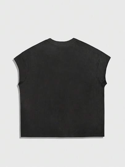 Street Life Men's Heart Embroidery Crew Neck Casual Loose Tank Top