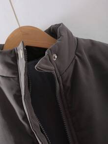 Genkimix Kids 男童休闲立领长袖宽松短款拉链口袋棉服外套，深灰色，秋冬 - 灰色 - 查看 6