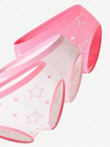 Sparklyn 6pcs/Set Girls' Cotton Cute Heart, Bow, Star, Plaid Print Panties, Underwear Kids Panties Panties 6 Piece Set,Backto SchoolFashion Fall Winter