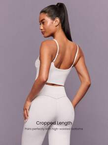 GLOWMODE FeatherFit™ Glow Maker Soft Stretchy Sweat-Wicking Removable Cups Adjustable Straps Bust-Enhancing Seam Active Tank Yoga Pilates Gym Spring - White - View 3