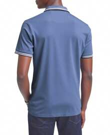 Hugo Boss Camisa polo de manga corta y casual a rayas para hombre - 496 Azul Abierto - Ver 2