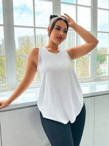 Easithlete Women's Plus Size Sleeveless Round Neck Sports Tanks With Mesh Details Workout Tops Women 3 Packs Tops Sleeveless Workout Tops Tank Tops Women Plus Workout Tops