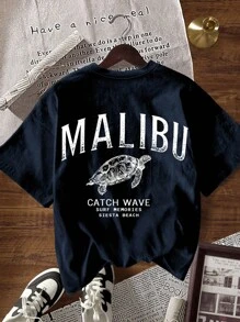 TaskSense Women's Loose Fit Round Neck Short Sleeve Letter Graphic T-Shirt