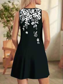EMERY ROSE Vestido casual cómodo de talla grande con estampado floral negro - Multicolor - Ver 2