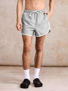 Manfinity Swimmode Men's Drawstring Waist Loose Beach Shorts - Grey - View 4