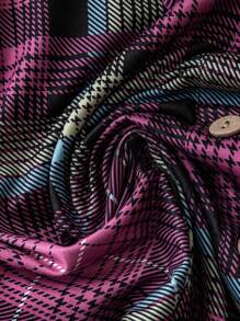 SHEIN EMERY ROSE CURVE 3 件套加大码格子夹克、束腰上衣和裤子套装 - 彩色 - 查看 9