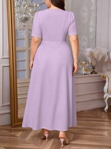 Firerie Vestido mini primaveral/veraniego elegante para mujer de talla grande, casual, con pliegues, suelto, elástico y apropiado para salir de noche