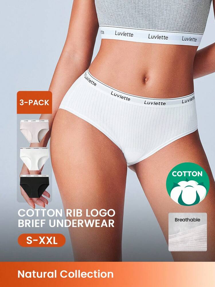 3-Pack Cotton High Waist Briefs Women Underwear LingerieAsOuterwear Panties Set