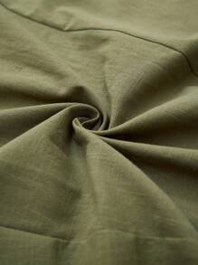 SHEIN Lacomfia 女式V领无袖金属扣腰收腰中长连衣裙 - 軍綠色 - 查看 9