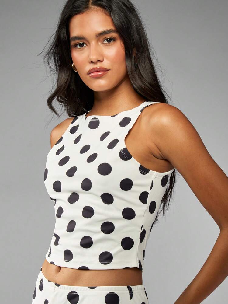 MISSGUIDED Retro Polka Dot Crop Top And Shorts Set Summer Beach Festival Party Two Piece Set Vacation Resort Wear High Waist Outfit