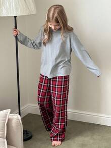 Hapijoa 青少年女孩休闲家居服睡衣，秋季 - 灰色 - 查看 5