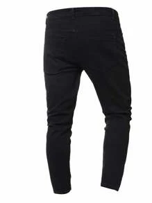 Manfinity Homme Jeans ajustados rotos - Negro - Ver 2
