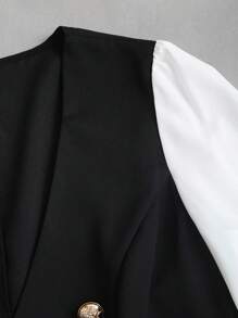 Sweetra 女式黑色二合一喇叭裙，春夏 - 黑與白 - 查看 3