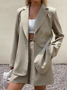 DAZY Women's Loose Suit Jacket And Wide-Leg Pants 2 Pieces Set - Grey - View 1