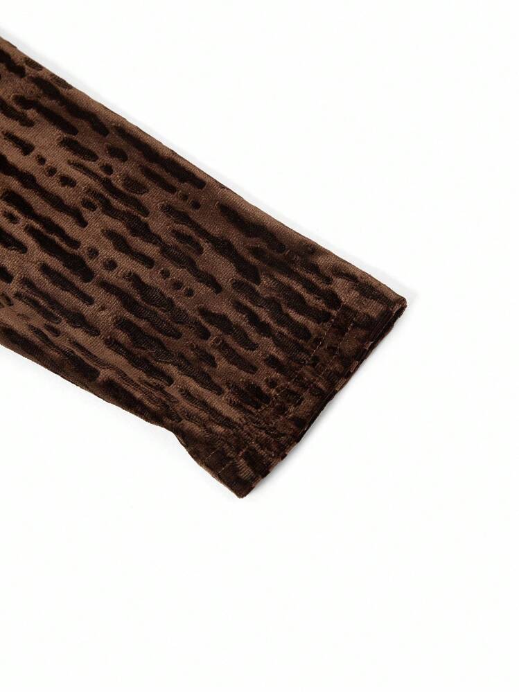 Ellevyn Váy ôm sát cổ cao, viền cao, cổ rùa in họa tiết - Màu nâu  Mocha - Xem 4