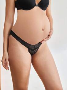 Moonlight&Mama Ropa interior de maternidad de unicolor con encaje, de cintura baja, cómoda y amigable con la piel - Negro - Ver 4