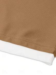 Manfinity Dauomo Men's Casual Colorblock Long Sleeve T-Shirt, Fall - Khaki - View 4