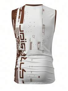 Manfinity LEGND 男士几何印花纽扣半开襟休闲上衣 男士图案背心 白色印花背心 - 彩色 - 查看 2