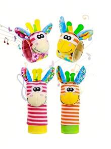 2 Or 4 Pcs Soft Material Wrist Rattle Foot Finder Sensory Stimulation Toys Colorful Halloween Themed Sock Toys Set For Festive Play Fun Rattle Socks Gift Sensory Playtime Activity Novelty Item Holiday Celebration Soft Fabric Entertainment