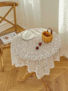 1 件花卉蕾丝桌布 - 质朴透明可洗蕾丝边咖啡桌布 - 非常适合野餐、露营、生日派对、情人节和家庭厨房装饰 - 米色 - 查看 10