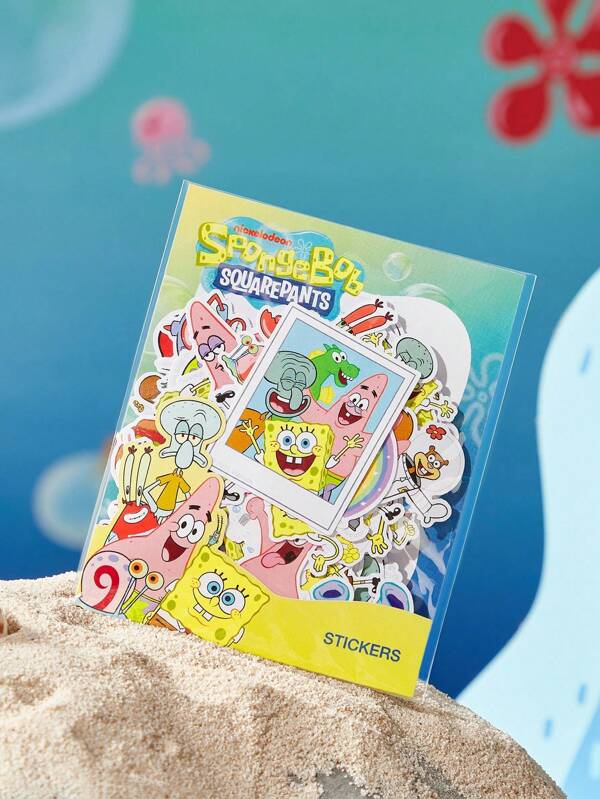 SpongeBob SquarePants X SHEIN 103pcs Cartoon Pattern Sticker Set, Suitable For Students, Children, Teenagers, Women And Men, Applicable To Notebooks, Diaries, Handicrafts And Similar Items. It Can Also Be Used As Personalized Decoration On Skateboards, Laptops And Luggage. Removable Adhesive, Easy To Peel Off Without Residue, Squidward Tentacles,‌Eugene H. Krabs,Sandy Cheeks