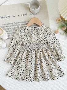 LMoss Kids Baby Mädchen Blümchen Muster Lässig Smock Kleid