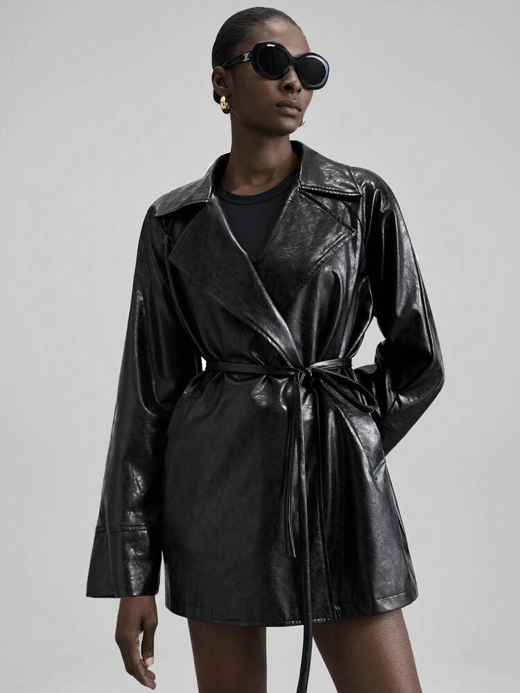 2025 New Women's Apparel Autumn/Winter All Season Wear Winter Back To School Looks For Women, Halloween & Christmas, Women's Teacher Attire, Casual Outings, Night Out, Wedding Guest, Church Attire, Business Casual Women's Business Casual Chic Commuter Black Belted Jacket