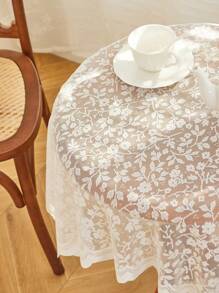 1 件花卉蕾丝桌布 - 质朴透明可洗蕾丝边咖啡桌布 - 非常适合野餐、露营、生日派对、情人节和家庭厨房装饰 - 米色 - 查看 4