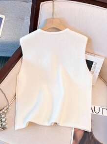 SHEIN Franclia Áo khoác cardigan nữ thời trang tối giản, thanh lịch, đa năng - trắng - Xem 2