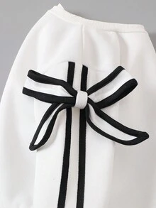 Elladie kids Conjunto de 2 piezas de sudadera de manga larga con decoración de lazo y pantalones para niña joven, atuendo de vuelta al colegio para niñas jóvenes, ropa escolar de otoño e invierno, conjuntos de atuendo de otoño para niña - Multicolor - Ver 9