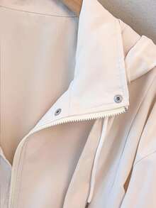 GlowEve CURVE Plus Size Women's Solid Color Long Sleeve Zip Front Drawstring Hooded Jacket Fall Winter Cloth For Women Autumn