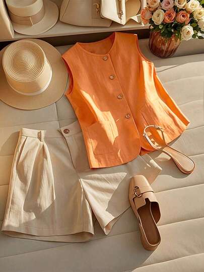 GlowEve Women's Vacation Casual Sleeveless Solid Color Shirt