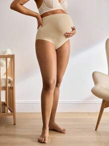 BloomMama Ropa interior de maternidad para uso diario, sin costuras, de alta elasticidad, suave y de cintura alta, color beige - Beis - Ver 5