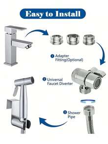 High Pressure Bidet Sprayer Kit - 304 Stainless Steel Toilet Cleaner With Faucet Connector For Bathroom - Silver - View 4