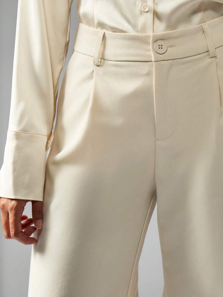 MISSGUIDED Pantalon large à jambes en tonneau, vêtement de bureau professionnel, pantalon plissé taille haute, vêtement de travail, pantalon élégant pour soirée, fête, affaires formelles