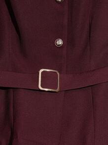 Áo khoác nữ cổ tròn tay dài màu trơn, cài nút đơn thanh lịch - Màu Đỏ Sâu - Xem 3