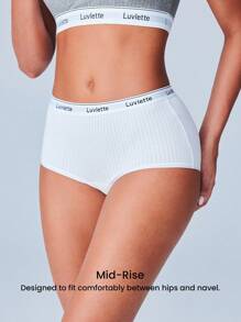 LUVLETTE Bộ 3 đồ lót mặc ngoài bằng vải cotton thể thao cạp vừa cơ bản, quần lót nữ mặc ngoài, đồ lót mặc trong, phù hợp cho bé gái tuổi teen và trẻ em - Nhiều màu - Xem 5