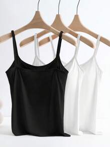 SHEIN LUNE 3pcs/Set Anti-Flashing Cami Tank Top With Built-In Padded, Comfortable