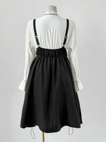 Sunspun 大码无袖连衣裙，带纽扣装饰口袋和抽绳下摆