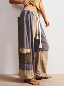 Bohemela Autumn/Winter Boho Casual Knit Patchwork Loose Women's Pants - Multicolor - View 4