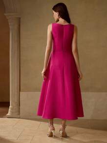 MOTF PREMIUM RHINESTONE DETAIL FLARE HEM PROM DRESS - Hot Pink - View 3