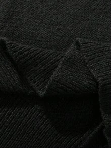 Manfinity EZcore Men's Solid Color V-Neck Long Sleeve Single-Breasted Black Cardigan , Fall Winter