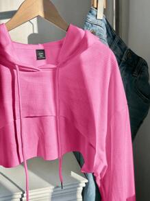 Comfortcana 大码紫红色针织短款连帽运动衫