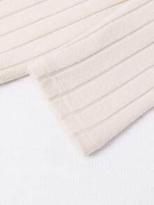 Sparklyn Camiseta casual de manga larga con cuello alto y unicolor acanalado para adolescentes, verano - Caqui - Ver 8