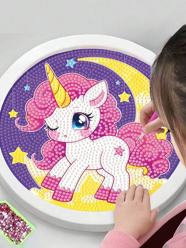 1 buc. Kit de desen cu diamante pentru copii, artă cu pietre prețioase 5D, kit de desen cu buline și unicorn DIY, potrivit pentru începători, cadouri de artă creativă pentru băieți și fete