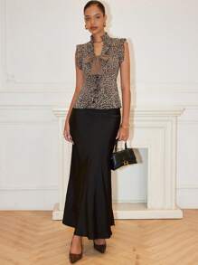 Chiquease 复古豹纹蝴蝶结短款上衣，时尚夏季新品 - 彩色 - 查看 3