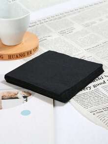 SHEIN Basic living 20pcs/50pcs/100pcs Disposable Luncheon Napkins Black Paper Quilted Black Dinner Napkins For Weddings, Reception, Party Halloween Decorations Black Beverage Napkins Party Supplies,Christmas - Multicolor - View 9